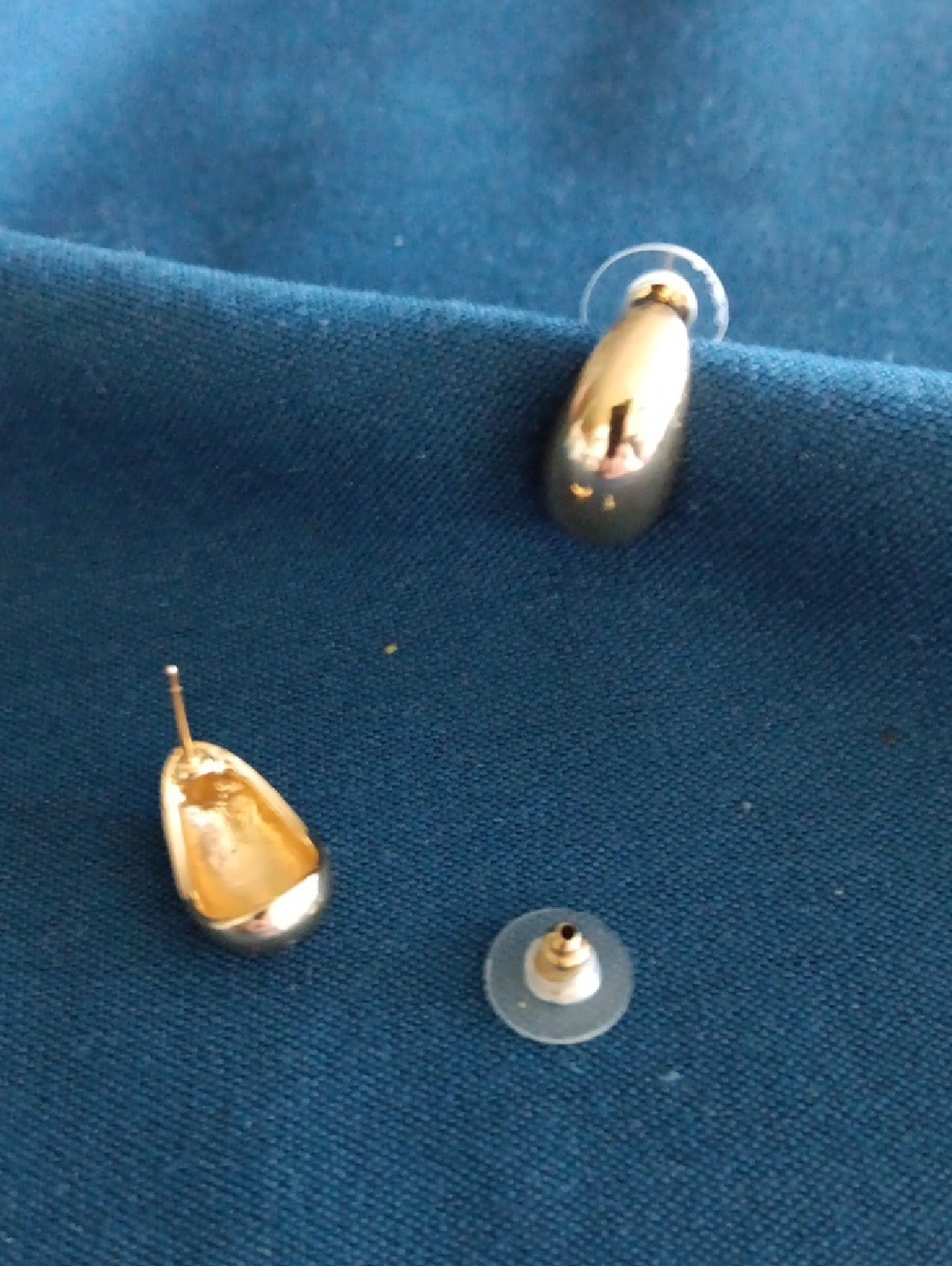 Gold Teardrop Dome Stud Earrings